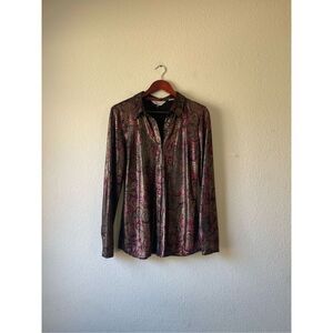 Roper cowgirl‎ metallic alligator print rodeo print button down size large